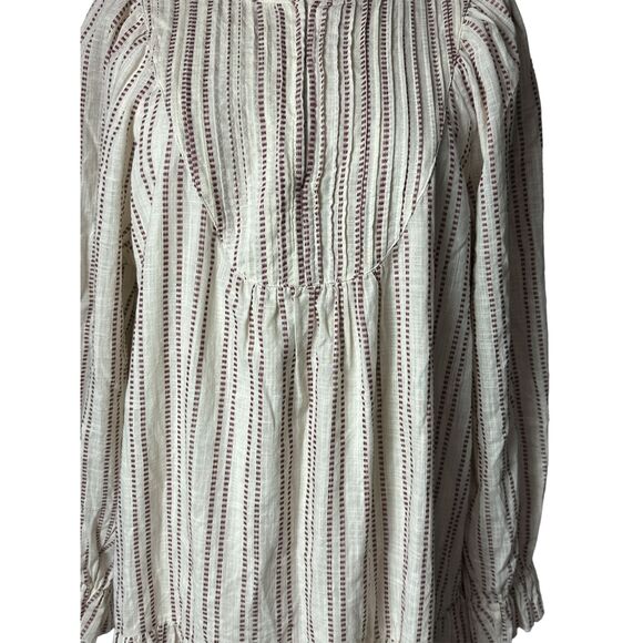 Elizabeth and James Boho Lagen Western Ivory Burgundy Striped Dress Size Small - Picture 2 of 5